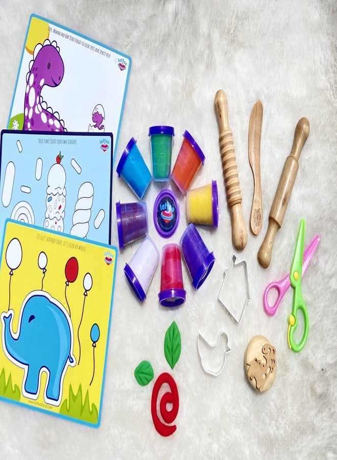 Lattooland Clay Dough Power Kit | Chemical-Free | Taste-Safe | Non-Toxic Soft Dough Creative Learning Activity Set | Multi-Sensory Play Kit with 8 Colors, 7 Tools & 3 Mats | Gift Set 2 3 4 5 Year - Image 2